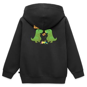 Funny Dino "Did you eat the last Unicorn?" - Sweat Premium à capuche zippé enfant bio - noir - Dos - AI Model Kid Male (0cm)