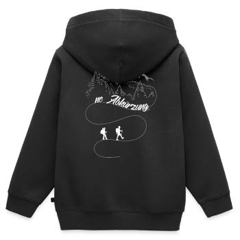 Lustiges Wandern - ne Abkürzung ? - Kinder Premium Organic Zip Hoodie - Schwarz - Hinten - AI Model Kid Male (0cm)