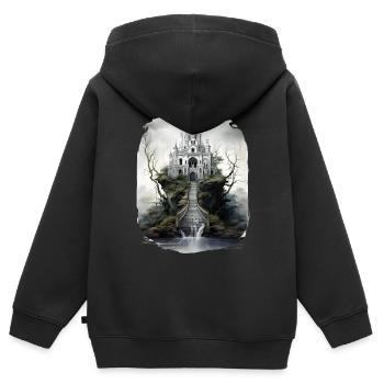 Gothik Art - Kinder Premium Organic Zip Hoodie - Schwarz - Hinten - AI Model Kid Male (0cm)
