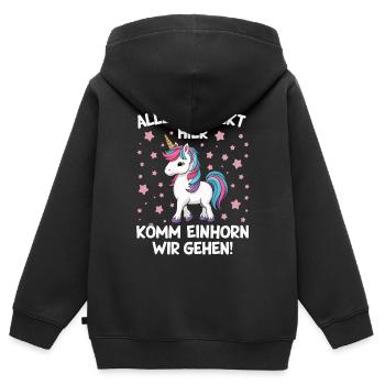 Einhorn Einhörner Fabelwesen Mystisch - Kinder Premium Organic Zip Hoodie - Schwarz - Hinten - AI Model Kid Male (0cm)