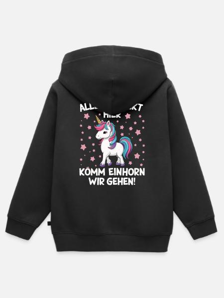 Einhorn Einhörner Fabelwesen Mystisch - Premium børne zip-hættetrøje økologisk - sort