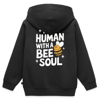 abeille abeille apicultrice abeille abeille - Sweat Premium à capuche zippé enfant bio - noir - Dos - AI Model Kid Male (0cm)