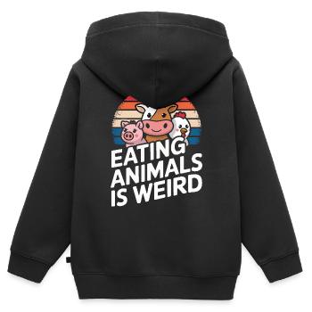 Végétarien Végétalien Végétarien Végétarien - Sweat Premium à capuche zippé enfant bio - noir - Dos - AI Model Kid Male (0cm)