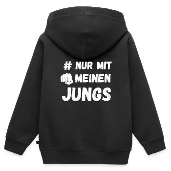 # Nur mit meinen Jungs Stammtisch Verein Gruppe - Kinder Premium Organic Zip Hoodie - Schwarz - Hinten - AI Model Kid Male (0cm)