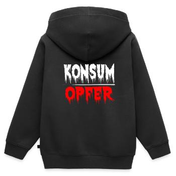 Konsumopfer Konsument Konsumieren Kaufsucht - Kinder Premium Organic Zip Hoodie - Schwarz - Hinten - AI Model Kid Male (0cm)
