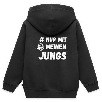 #Nur mit meinen Jungs Helm Motorrad Club Stammtisc - Kinder Premium Organic Zip Hoodie - Schwarz - Hinten - AI Model Kid Male (0cm)
