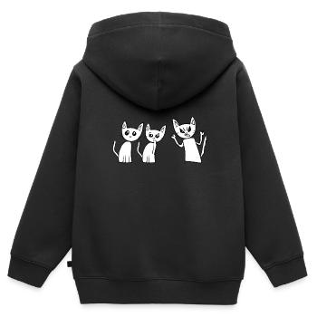 Streit Katzen Katze Haustiere schreien - Kinder Premium Organic Zip Hoodie - Schwarz - Hinten - AI Model Kid Male (0cm)
