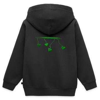 grüne herzen linien strich linie - Kinder Premium Organic Zip Hoodie - Schwarz - Hinten - AI Model Kid Male (0cm)