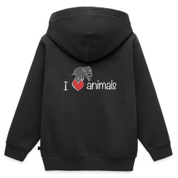 ich liebe tiere elefant tierliebe - Kinder Premium Organic Zip Hoodie - Schwarz - Hinten - AI Model Kid Male (0cm)