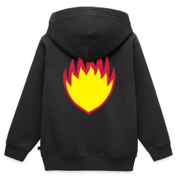 Crest Bouclier de feu fire Symbole - Sweat Premium à capuche zippé enfant bio - noir - Dos - AI Model Kid Male (0cm)
