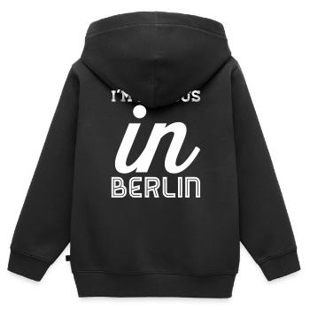 i m famous in berlin weiss - Kinder Premium Organic Zip Hoodie - Schwarz - Hinten - AI Model Kid Male (0cm)