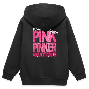 Bling Queen Pink Glitzer Prinzessin Geburtstag - Kinder Premium Organic Zip Hoodie - Schwarz - Hinten - AI Model Kid Male (0cm)
