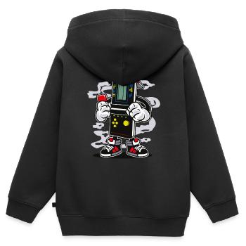 ZOCKER BOY - Comic Cartoon Comic Figur Motiv - Kinder Premium Organic Zip Hoodie - Schwarz - Hinten - AI Model Kid Male (0cm)