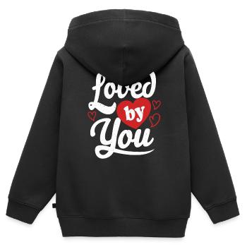Loved By You Valentinstag Geschenk Liebe - Kinder Premium Organic Zip Hoodie - Schwarz - Hinten - AI Model Kid Male (0cm)