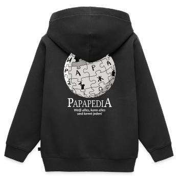 Papapedia Papa das Orakel Allwissend lustig Vater - Kinder Premium Organic Zip Hoodie - Schwarz - Hinten - AI Model Kid Male (0cm)