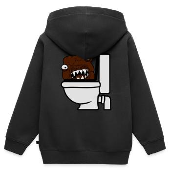 toilettes toilettes merde merde wc dangereux baz - Sweat Premium à capuche zippé enfant bio - noir - Dos - AI Model Kid Male (0cm)