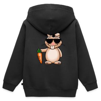 Cooler Hase mit Sonnenbrille - Kinder Premium Organic Zip Hoodie - Schwarz - Hinten - AI Model Kid Male (0cm)