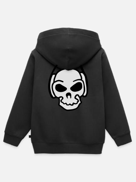DJ skull electro mix - Kids Premium Organic Zip-up Hoodie - black