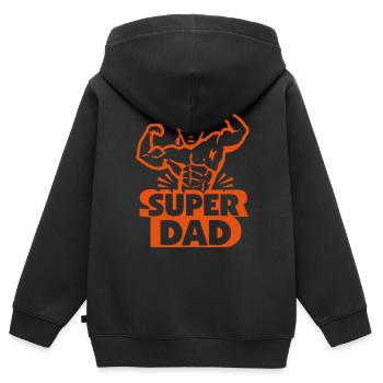 Super Dad Helden Muskel - Kinder Premium Organic Zip Hoodie - Schwarz - Hinten - AI Model Kid Male (0cm)