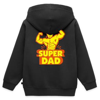 Super Dad Helden Muskel - Kinder Premium Organic Zip Hoodie - Schwarz - Hinten - AI Model Kid Male (0cm)