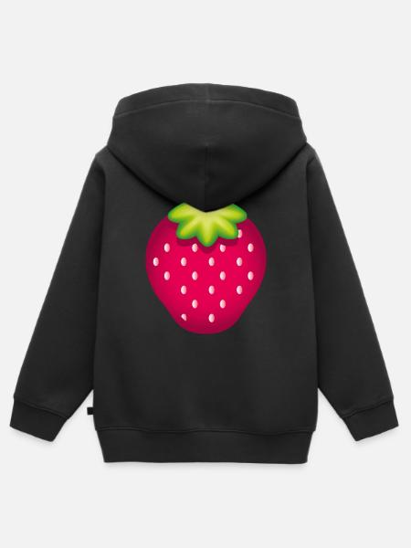 Smiley Strawberry - Kinder Premium Organic Zip Hoodie - Schwarz