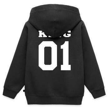 King Queen Partnerlook Beziehung Valentin Geschenk - Kinder Premium Organic Zip Hoodie - Schwarz - Hinten - AI Model Kid Male (0cm)