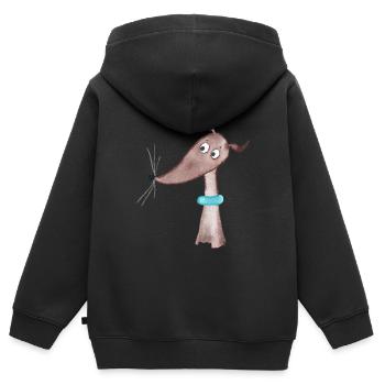 Kleiner Windhund - Kinder Premium Organic Zip Hoodie - Schwarz - Hinten - AI Model Kid Male (0cm)