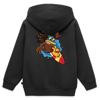 Lustiges Surfen - Kinder Premium Organic Zip Hoodie - Schwarz - Hinten - AI Model Kid Male (0cm)