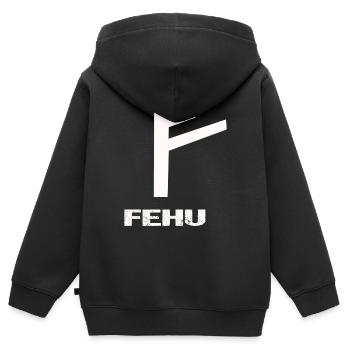 Wikinger Rune Fehu - Kinder Premium Organic Zip Hoodie - Schwarz - Hinten - AI Model Kid Male (0cm)