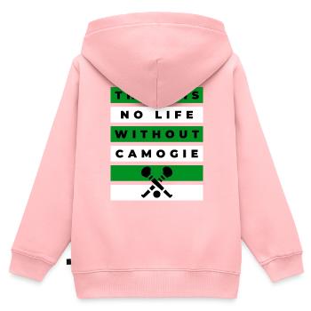 Il n’y a pas de vie sans camogie - Sweat Premium à capuche zippé enfant bio - rose - Dos - AI Model Kid Female (0cm)