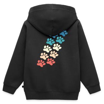 Paw Print Paw Vintage Retro - Kids Premium Organic Zip-up Hoodie - black - Back - AI Model Kid Male (0cm)