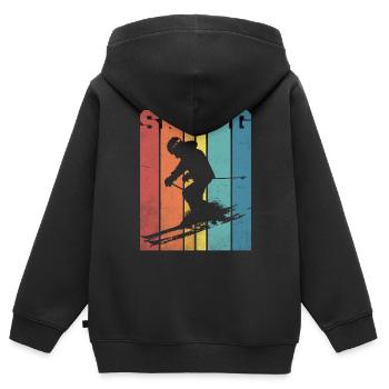 Ski palette couleurs rétro - Sweat Premium à capuche zippé enfant bio - noir - Dos - AI Model Kid Male (0cm)