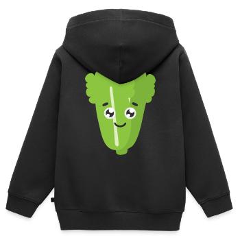 Grüner Salat - Kinder Premium Organic Zip Hoodie - Schwarz - Hinten - AI Model Kid Male (0cm)