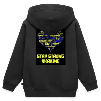 Ukraine - Kinder Premium Organic Zip Hoodie - Schwarz - Hinten - AI Model Kid Male (0cm)