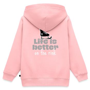 Eislaufen: Auf der Eisbahn ist das Leben besser. - Kinder Premium Organic Zip Hoodie - Rosa - Hinten - AI Model Kid Female (0cm)