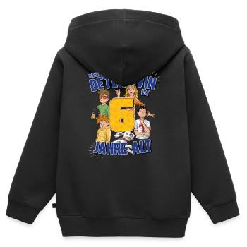 TKKG Junior 6. Geburtstag Sechs Gelb Geschenk - Kinder Premium Organic Zip Hoodie - Schwarz - Hinten - AI Model Kid Male (0cm)