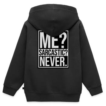 moi sarcastique ne cite jamais - Sweat Premium à capuche zippé enfant bio - noir - Dos - AI Model Kid Male (0cm)