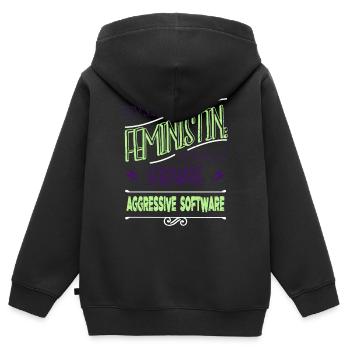 a womans place ansage demonstration beziehung - Kinder Premium Organic Zip Hoodie - Schwarz - Hinten - AI Model Kid Male (0cm)