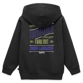 oma bday anerkennung pfote corona virus geek - Kinder Premium Organic Zip Hoodie - Schwarz - Hinten - AI Model Kid Male (0cm)