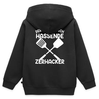 Der Hackfleischhassende Zerhacker grillen Geschenk - Kinder Premium Organic Zip Hoodie - Schwarz - Hinten - AI Model Kid Male (0cm)