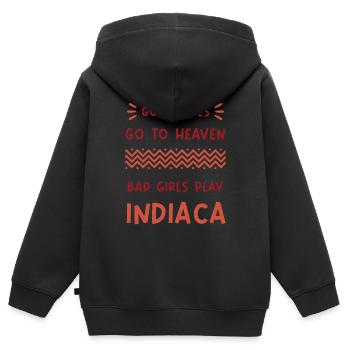 Good girls go to heaven, bad girls play Indiaca - Kinder Premium Organic Zip Hoodie - Schwarz - Hinten - AI Model Kid Male (0cm)