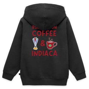 Running on coffee and Indiaca, sports design - Kinder Premium Organic Zip Hoodie - Schwarz - Hinten - AI Model Kid Male (0cm)