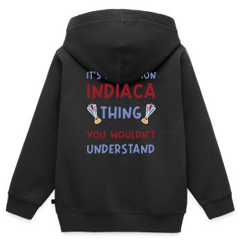 It's a common indiaca thing you wouldnt understand - Kinder Premium Organic Zip Hoodie - Schwarz - Hinten - AI Model Kid Male (0cm)