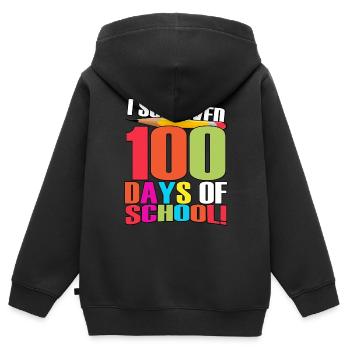 I Survived 100 days of School - Kids Premium Organic Zip-up Hoodie - black - Back - AI Model Kid Male (0cm)