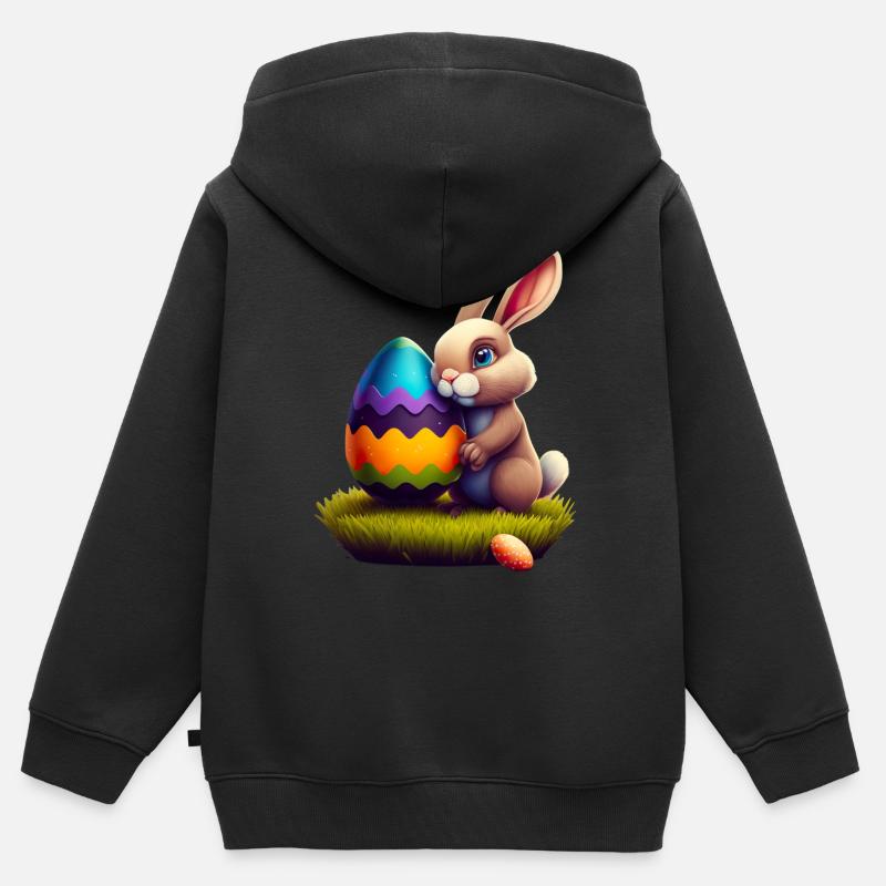 Lapin de Pâques - Sweat Premium à capuche zippé enfant bio - noir