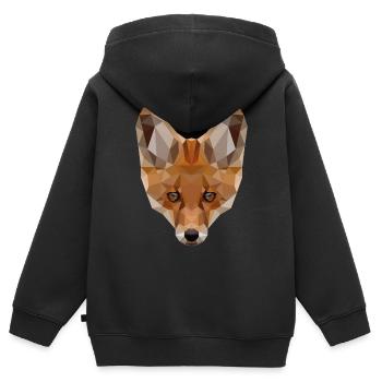Fuchs | Polygon Fuchs Kopf | Fuchskopf geometrisch - Kinder Premium Organic Zip Hoodie - Schwarz - Hinten - AI Model Kid Male (0cm)