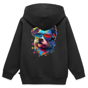 West Highland White Terrier Hipster Chien - Sweat Premium à capuche zippé enfant bio - noir - Dos - AI Model Kid Male (0cm)