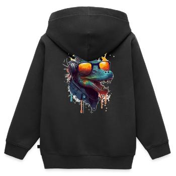 Crocodile est un dragon avec des écouteurs et des lunettes de soleil - Sweat Premium à capuche zippé enfant bio - noir - Dos - AI Model Kid Male (0cm)