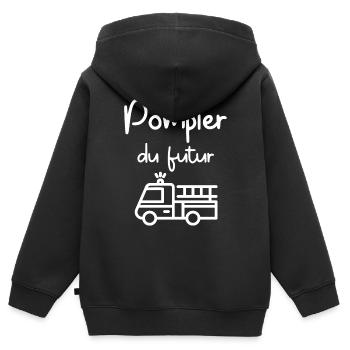 pompier du futur - Sweat Premium à capuche zippé enfant bio - noir - Dos - AI Model Kid Male (0cm)