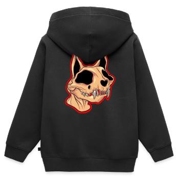 Katzenschädel - Kinder Premium Organic Zip Hoodie - Schwarz - Hinten - AI Model Kid Male (0cm)